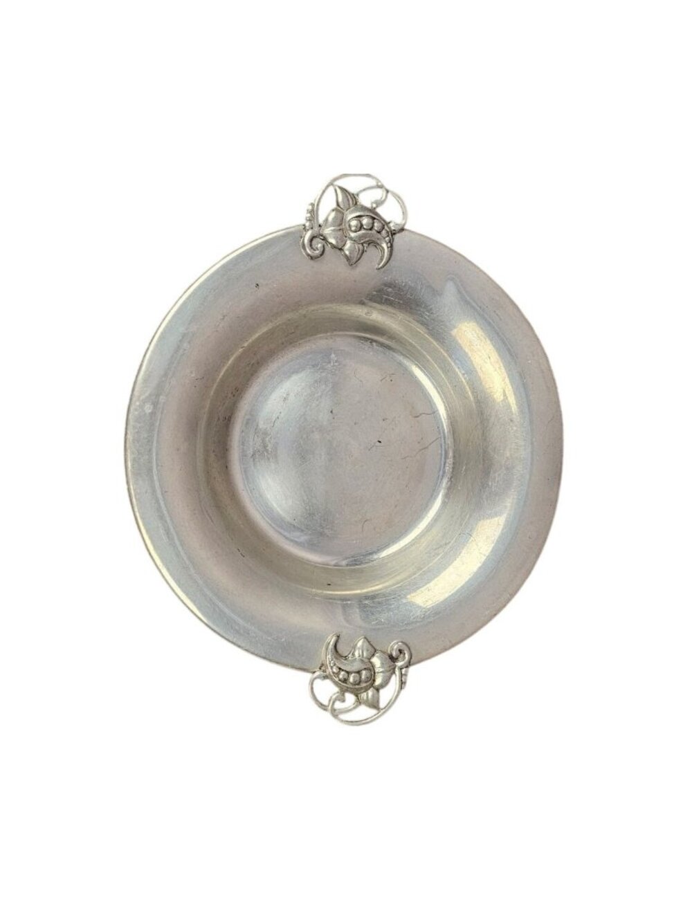 Vintage American Pewter Bowl With Decorative Handles By ATC 6.5" Diameter